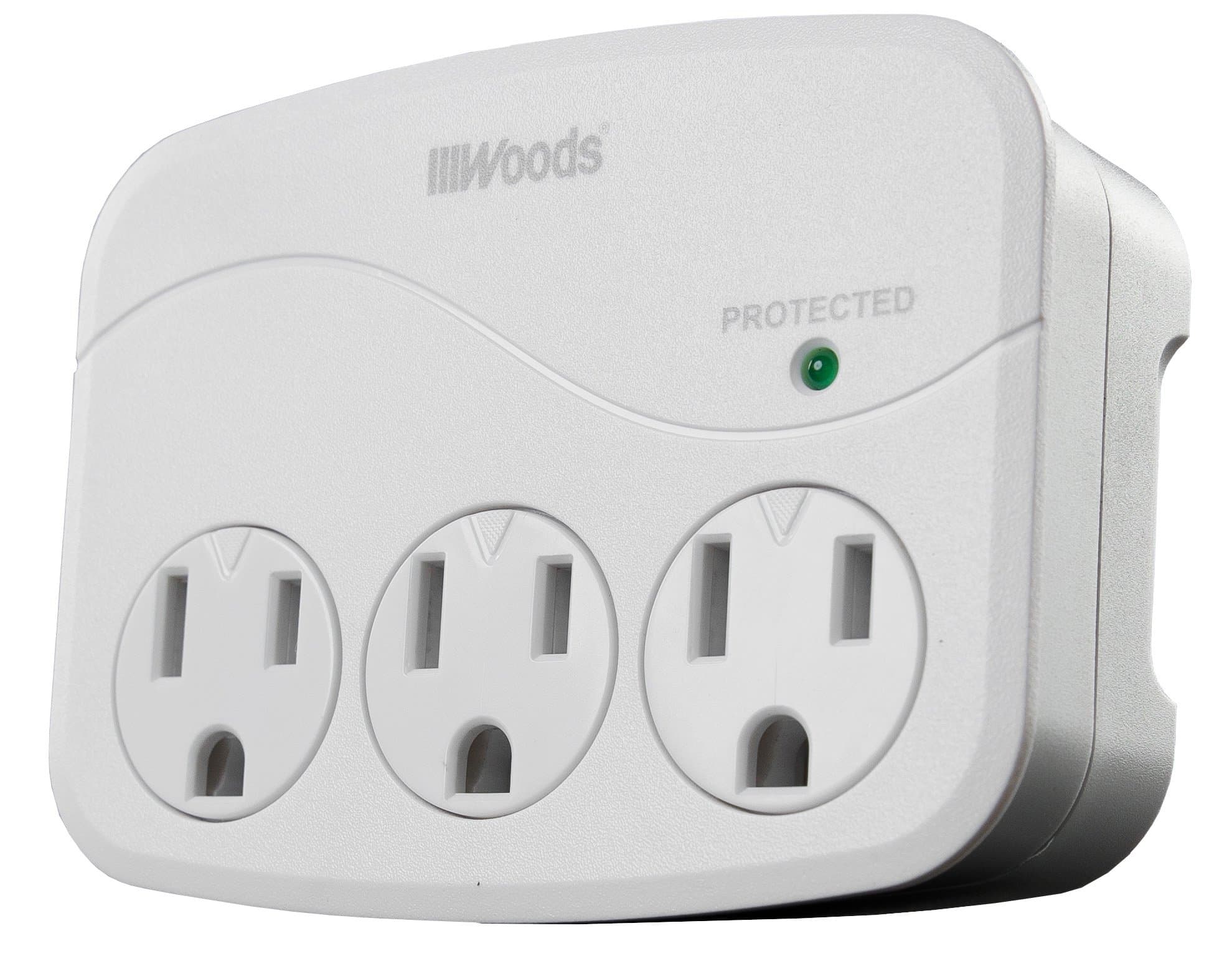 Surge Protector for Home and Office Use with 3 Outlets and 1000J Protection
