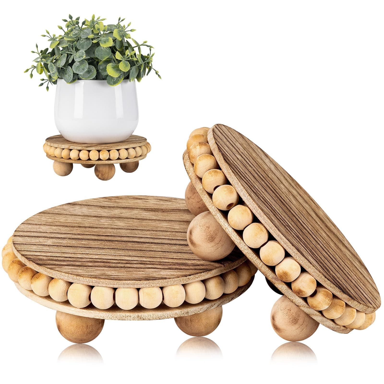 Rustic Wood Risers for Display, Beaded Coasters & Mini Cake Stand Decor