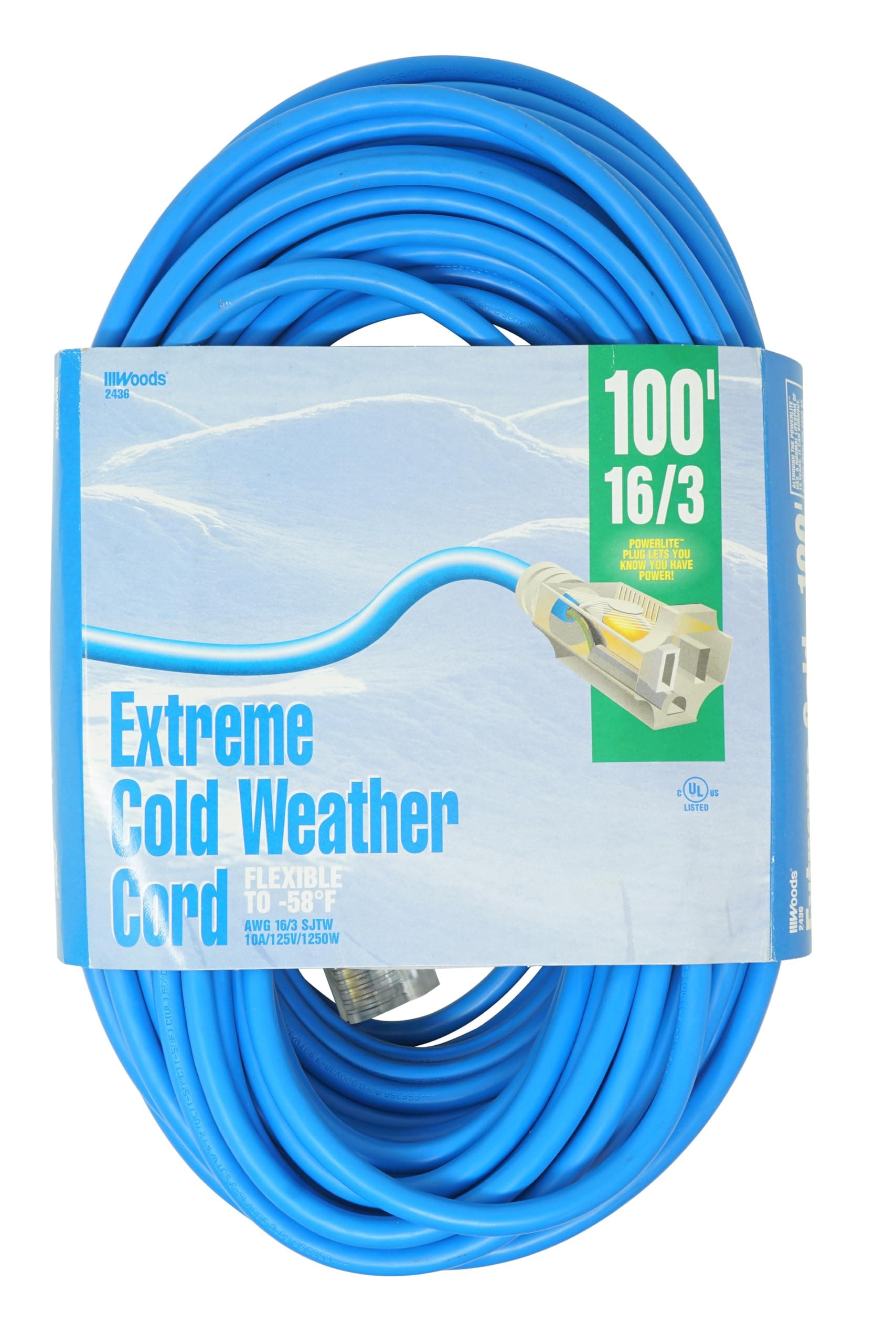 Southwire Coldflex Blue 100Ft 16 Gauge 3 Conductor Cold Weather Extension Cord